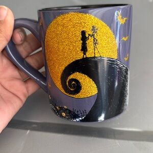 NEW Disney Nightmare Before Christmas Jack Sally Mug 20oz Gold‎ Glitter Moon